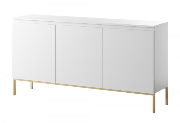 SELSEY Komoda trzydrzwiowa Bemmi 150 cm biała ze złotymi nogami