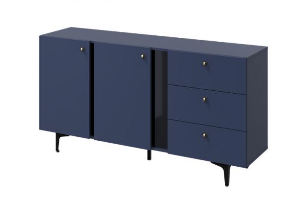 SELSEY Komoda dwudrzwiowa Colours z szufladami 160 cm granatowa