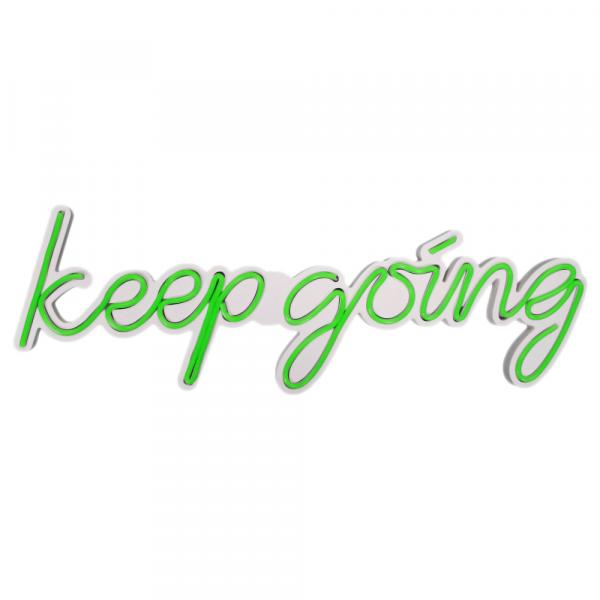 SELSEY Neon na ścianę Letely z napisem Keep Going zielony