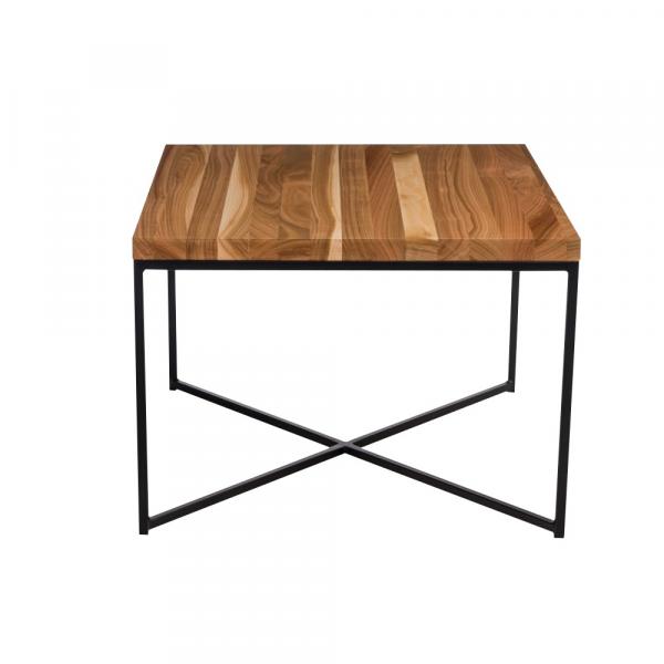 SELSEY Stolik kawowy Taruni 100x100 cm blat czereśniowy slim na czarnej podstawie