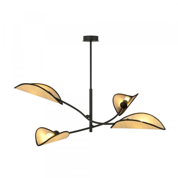 SELSEY Lampa wisząca Farang x4 czarno-rattanowa