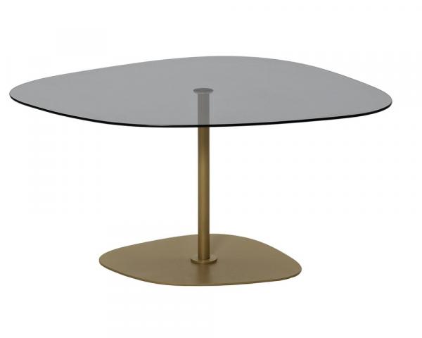 SELSEY Stolik kawowy Pairrever 85x67 cm ciemnoszare szkło/ złota podstawa