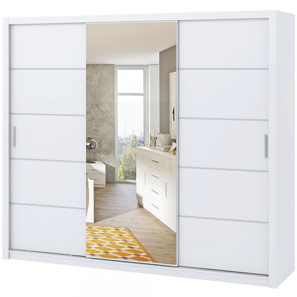 SELSEY Szafa przesuwna z lustrem Rinker 250 cm Biały