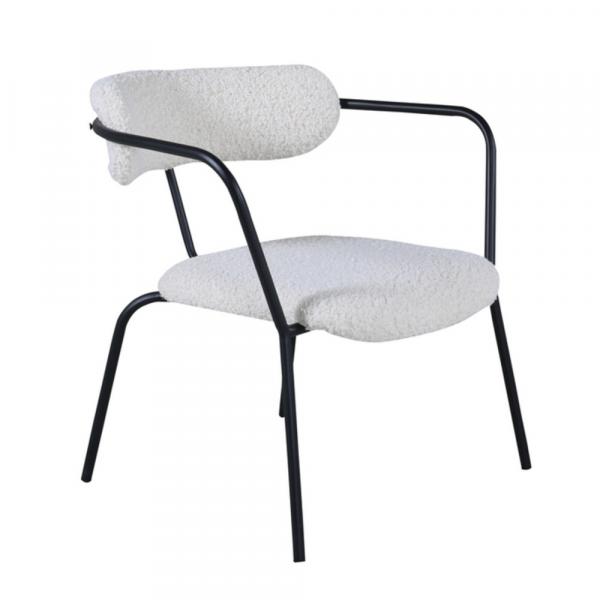 SELSEY Fotel Hingtor biały w tkaninie boucle