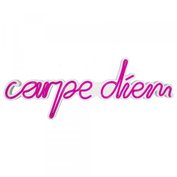 SELSEY Neon na ścianę Letely z napisem Carpe Diem różowy