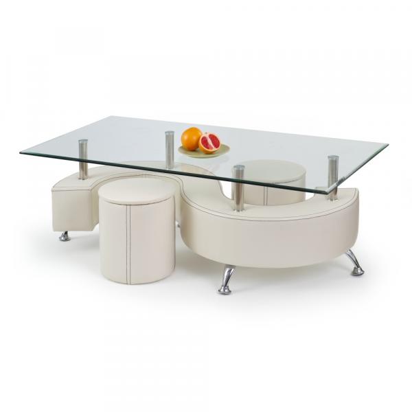 SELSEY Ława Malu Solid 130x70 cm biała eko-skóra