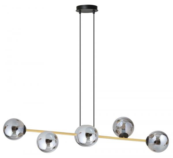 SELSEY Lampa wisząca Bestalles czarno-złota z grafitowymi kloszami x6