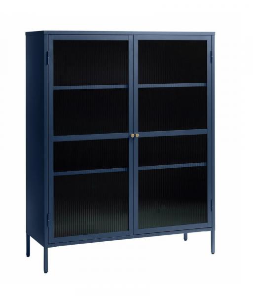 SELSEY Witryna metalowa Avensunly 140 cm z przeszkleniem niebieska