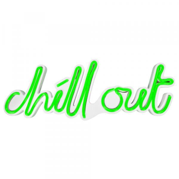 SELSEY Neon na ścianę Letely z napisem Chill Out zielony