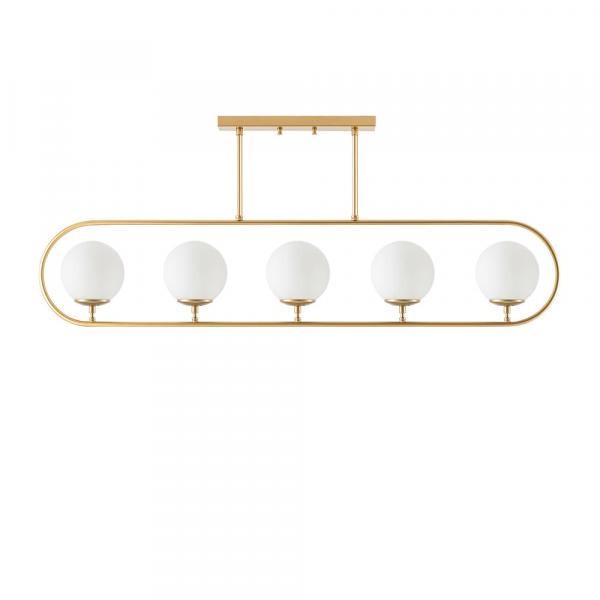 SELSEY Lampa wisząca Tribilia x5 złota/ biały klosz