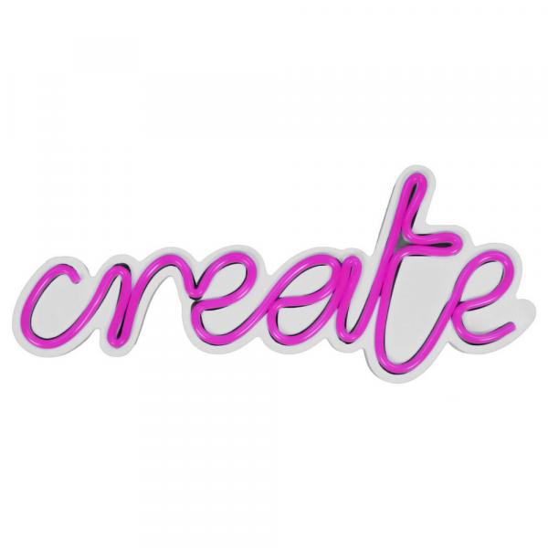 SELSEY Neon na ścianę Letely z napisem Create różowy