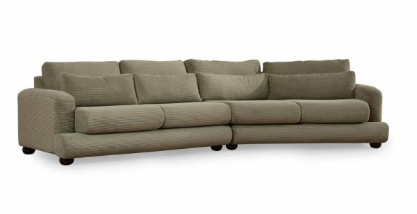 SELSEY Sofa czteroosobowa Bellines sztruks khaki prawostronna