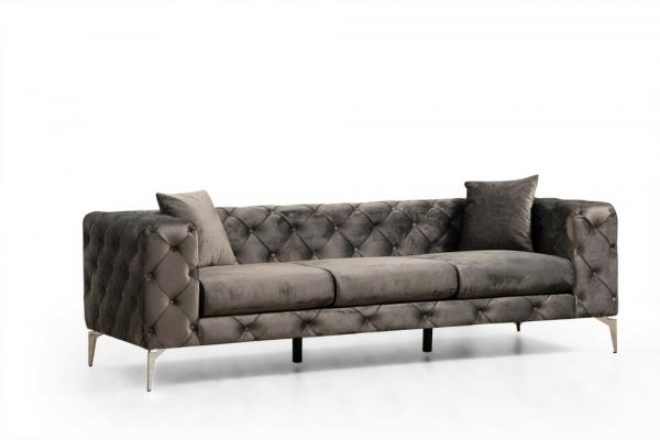 SELSEY Sofa trzyosobowa Chopage pikowana antracytowa