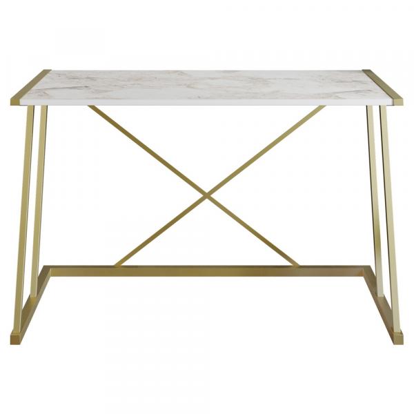 SELSEY Biurko glamour Enami 120x60 cm na złotym stelażu