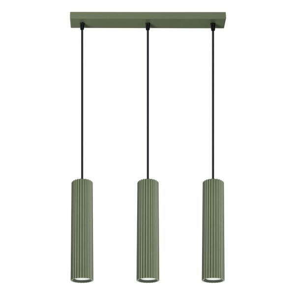 SELSEY Lampa wisząca Karbon 3L zielona oliwka