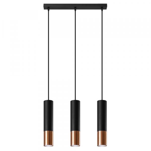 SELSEY Lampa wisząca Loopez 3L czarny/miedź