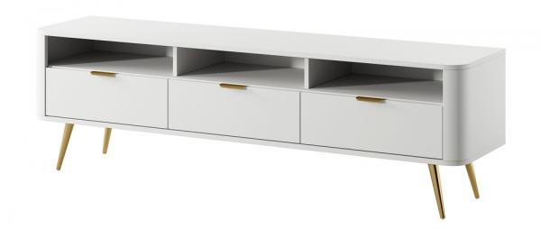 SELSEY Szafka RTV Oval 160 cm z wnękami Biała