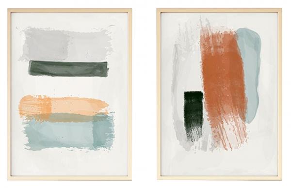 SELSEY Zestaw dwóch obrazów Bodenass 50x35 cm w ciepłych kolorach