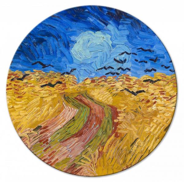 SELSEY Obraz okrągły Pole pszenicy z krukami Vincent van Gogh średnica 40 cm