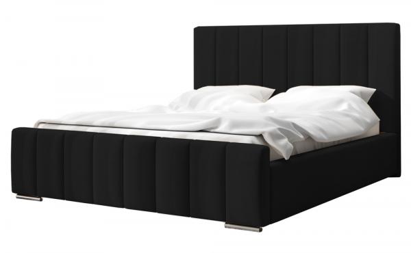 SELSEY Łóżko tapicerowane Makonis 160x200 cm z pojemnikiem czarne welur stelaż metalowy