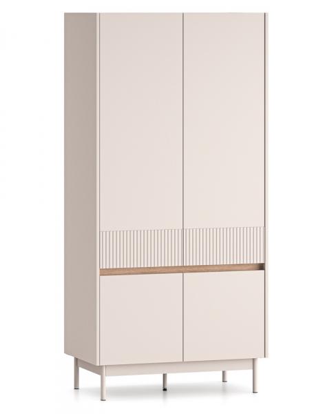 SELSEY Szafa czterodrzwiowa Dunea 92 cm kaszmir/dąb