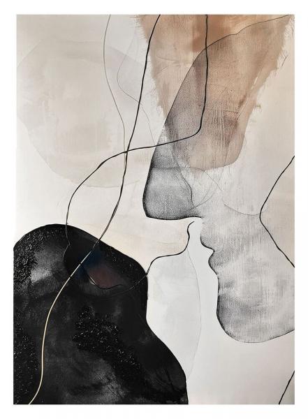 SELSEY Obraz ręcznie malowany Kiss 100x70 cm
