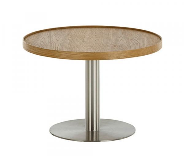 SELSEY Stolik kawowy Monteverde okrągły blat 60 cm dąb/ stal szczotkowana