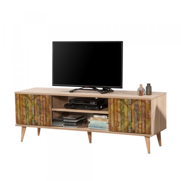 SELSEY Szafka RTV Smartser 140 cm z frontami z mapą świata
