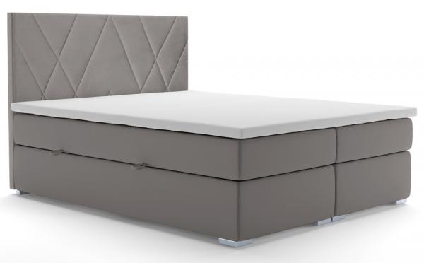 SELSEY Łóżko kontynentalne 140x200 cm Korello z dwoma pojemnikami szare welur hydrofobowy