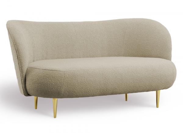 SELSEY Sofa trzyosobowa Alago beżowy boucle na złotych nogach