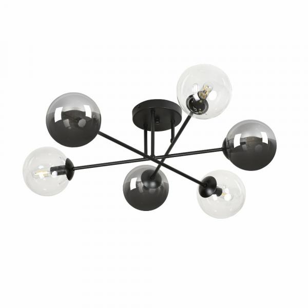 SELSEY Lampa sufitowa Minturno czarno-transparentna x6