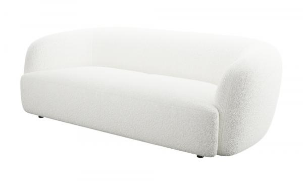 SELSEY Sofa trzyosobowa Sabanitas biała w tkaninie boucle