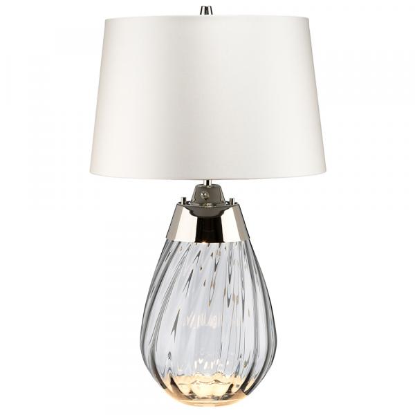 SELSEY Lampa stołowa Leensy z satyny średnica 35 cm biała/szara