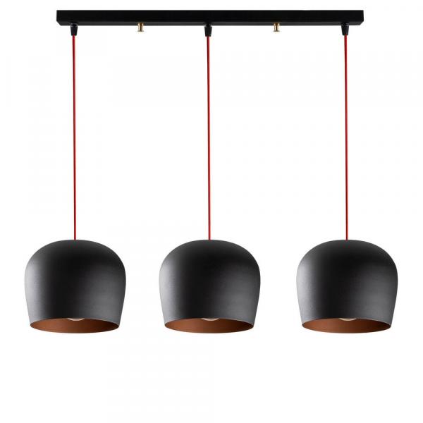 SELSEY Lampa wisząca Pavitaries x3 czarna/ czerwone kable