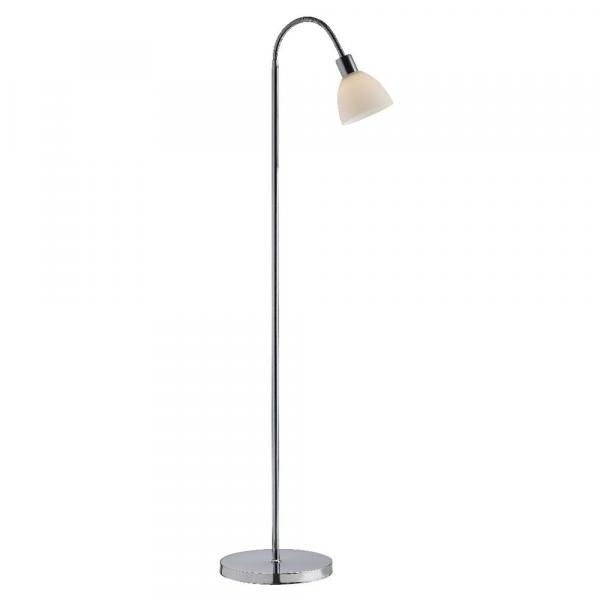 SELSEY Lampa podłogowa Ray 155 cm srebrna ze szklanym kloszem