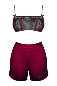 Zmysłowy Komplet Damski Nineras Cllaret Burgundy Bordowy Collection LivCo Corsetti Fashion