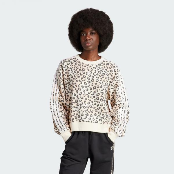 Adidas Originals Leopard Luxe Trefoil Crew Sweatshirt