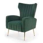 Fotel wypoczynkowy Vario, tkanina velvet ciemny zielony, nóżki złote
