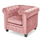 Fotel wypoczynkowy Eriksen, tkanina velvet różowa, nóżki czarne