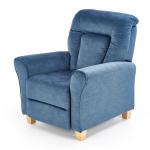 Fotel rozkładany Bard, tkanina ciemny niebieski, nóżki naturalne