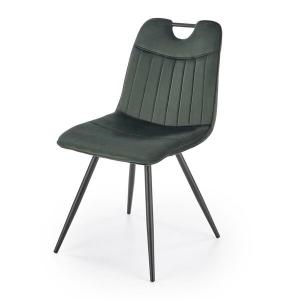 Krzesło tapicerowane K521 tkanina velvet ciemny zielony, nóżki czarne