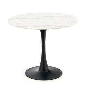 Stół okrągły Ambrosio 90 x 72 cm, blat biały marmur, noga czarna