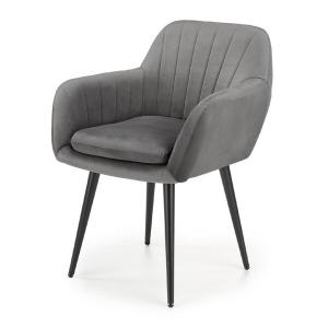 Krzesło tapicerowane K429 tkanina velvet popielata, nóżki czarne