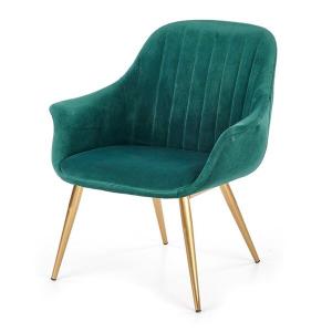 Fotel wypoczynkowy Elegance 2, tkanina ciemny zielony, nogi złote