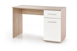 Biurko z szufladami i drzwiami dąb sonoma / białe mat / wysoki połysk 120 cm Lima