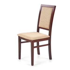 Krzesło tapicerowane Sylwek 1 tkanina Torent Beige beżowa, drewno lite bukowe ciemny orzech