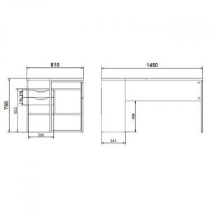 Biurko narożne czarne / dąb sonoma mat 145 cm Function