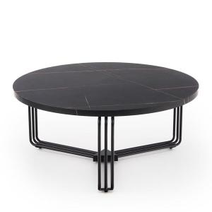 Stolik kawowy okrągły czarny marmur / czarny mat 80 cm Antica