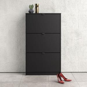 Szafka na buty trzydrzwiowa czarna mat 70 cm Roma