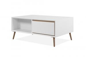 Stolik kawowy z szufladami biały / dąb mat 94 x 55 cm Arona